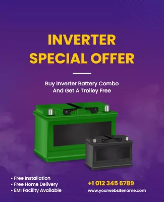 Bold Purple Promotional Inverter Battery Offer Poster Template