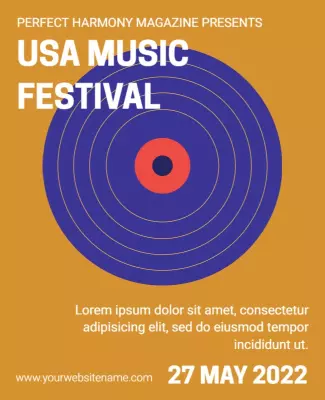 Bold Purple Retro USA Music Festival Poster Template