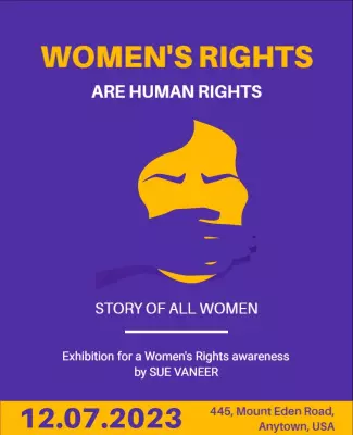 Bold Purple Women's Rights Awareness Exhibition Poster Template