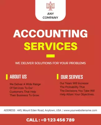 Bold Red Accounting Services Solutions Poster Template