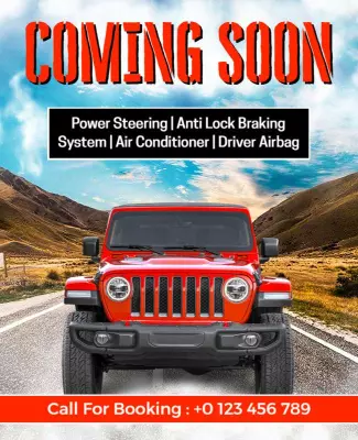 Bold Red Adventure Vehicle Launch Poster Template