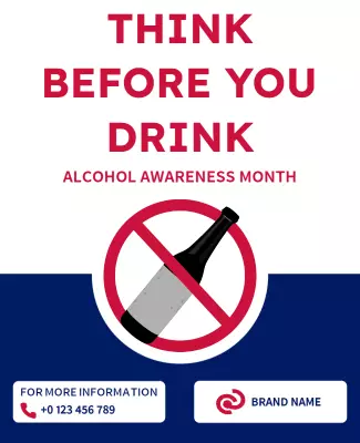Bold Red Alcohol Awareness Month Campaign Poster Template