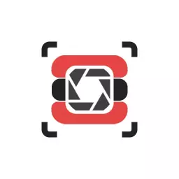 Bold Red and Black Camera Lens Design for Photography Logo Template