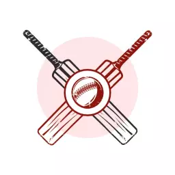 Bold Red and Black Cricket Team Logo with Bats and Ball Logo Template
