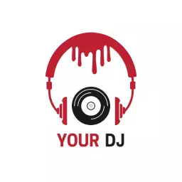 Bold Red and Black DJ Logo with Cool Headphones Design Logo Template