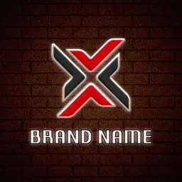 Bold Red and Black Geometric Style Mockup Design Logo Template