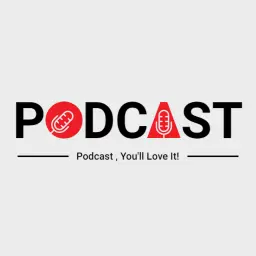 Bold Red and Black Microphone Design for Podcasting Logo Template