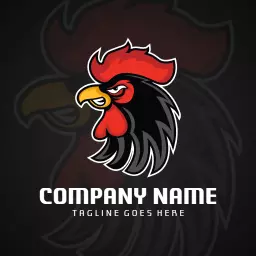 Bold Red and Black Rooster Design Embracing Birds Theme Logo Template