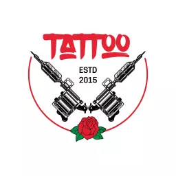 Bold Red and Black Tattoo Art Including Rose Design Logo Template
