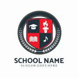 Bold Red and Blue Crest Emblem for School Identity Logo Template