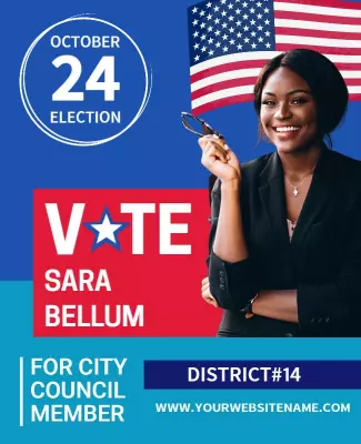 Bold Red and Blue Election Campaign Poster Template