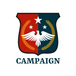 Bold Red and Blue Emblem Representing Political Campaign Logo Template