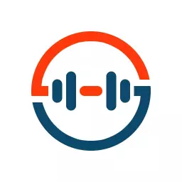 Bold Red and Blue Fitness Equipment Blank Circle Logo Template