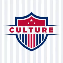 Bold Red and Blue Shield Celebrating Cultural Heritage Logo Template