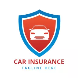 Bold Red and Blue Shield Design for Car Insurance Logo Template
