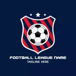 Bold Red and Blue Shield Design for Football League Logo Template