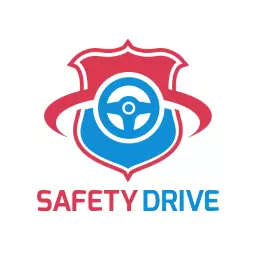 Bold Red and Blue Shield Emblem for Driving Safety Logo Template