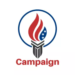Bold Red and Blue Torch Design Representing Campaign Logo Template