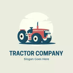 Bold Red and Blue Tractor Design Representing Agriculture Logo Template