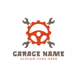 Bold Red and Gray Gear Design for Your Garage Brand Logo Template