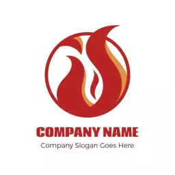 Bold Red and Orange Flames Representing Fire Safety Logo Template