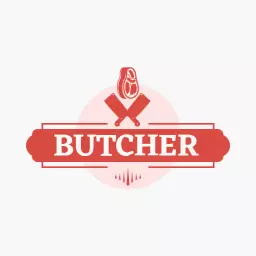 Bold Red and White Butcher Shop Featuring Fresh Cuts Logo Template