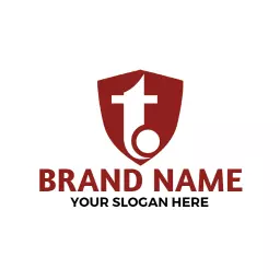Bold Red and White Shield Featuring T Letter Logo Template