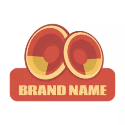 Bold Red and Yellow Speaker Design with Sound Waves Logo Template