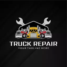 Bold Red and Yellow Trucks Representing Truck Repair Logo Template