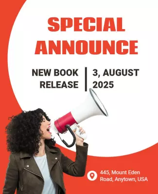 Bold Red Announcement for New Book Release Poster Template