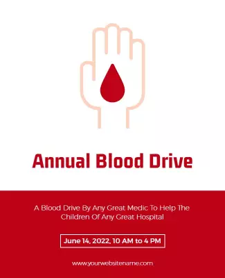 Bold Red Annual Blood Drive Community Support Poster Template