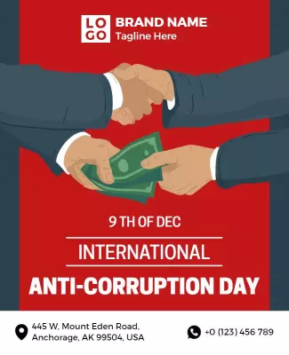 Bold Red Anti-Corruption Day Awareness Poster Template