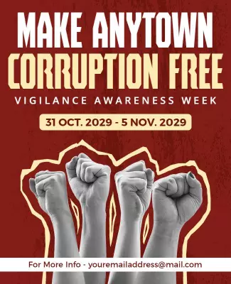 Bold Red Anti-Corruption Vigilance Awareness Week Poster Template