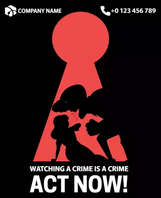 Bold Red Anti-Crime Awareness Action Poster Template