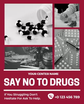 Bold Red Anti-Drug Awareness Campaign Poster Template