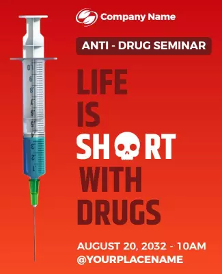 Bold Red Anti-Drug Seminar Awareness Poster Template