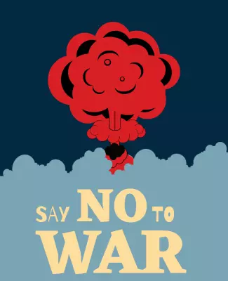 Bold Red Anti-War Message with Explosive Cloud Poster Template