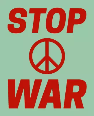 Bold Red Anti-War Message with Peace Symbol Poster Template