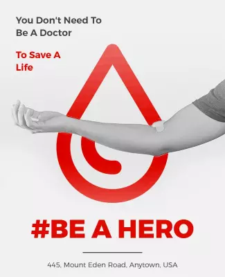 Bold Red Awareness Campaign Blood Donation Poster Template