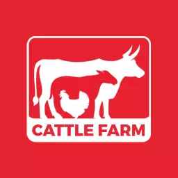 Bold Red Background Showcasing Cattle Farm and Livestock Logo Template