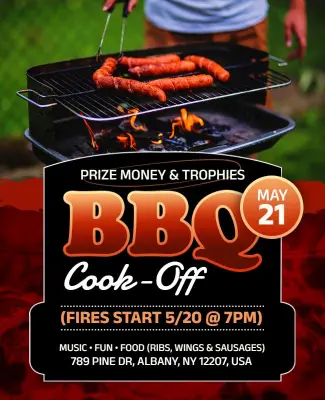 Bold Red BBQ Cook-Off Gathering with Prizes Flyer Template