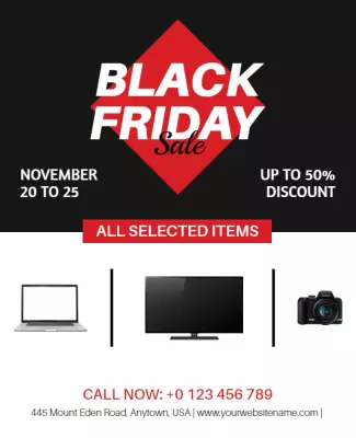 Bold Red Black Friday Sale Discount Event Poster Template