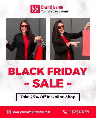 Bold Red Black Friday Sale Shopping Poster Template
