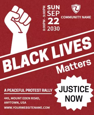 Bold Red Black Lives Matter Protest Rally Poster Template