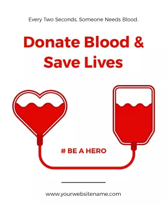 Bold Red Blood Donation Awareness Campaign Poster Template