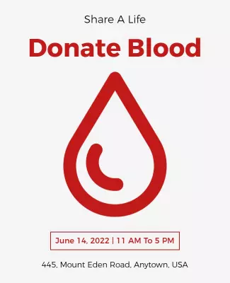 Bold Red Blood Donation Awareness Event Poster Template