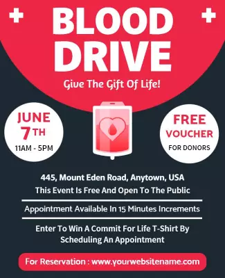 Bold Red Blood Drive Fundraising Event Poster Template