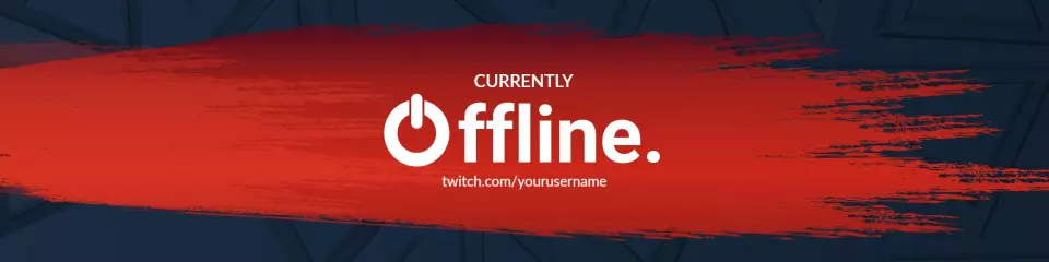 Bold Red Brush Stroke Design for Currently Offline Twitch Banner Template