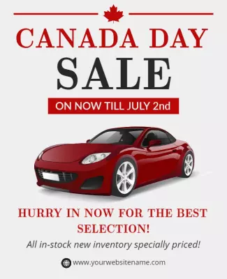 Bold Red Canada Day Car Sale Promotional Poster Template