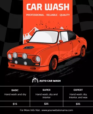 Bold Red Car Wash Service Promotional Poster Template